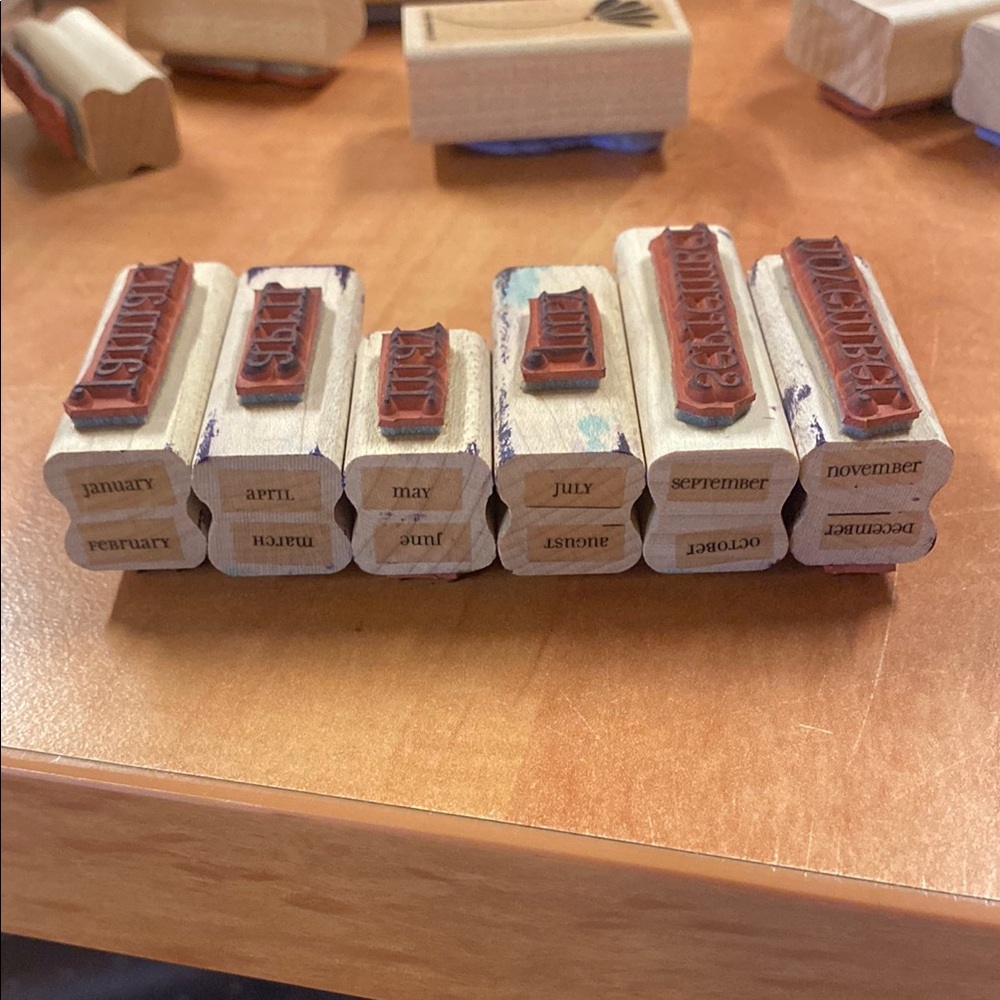 Wooden Month Stamps Set